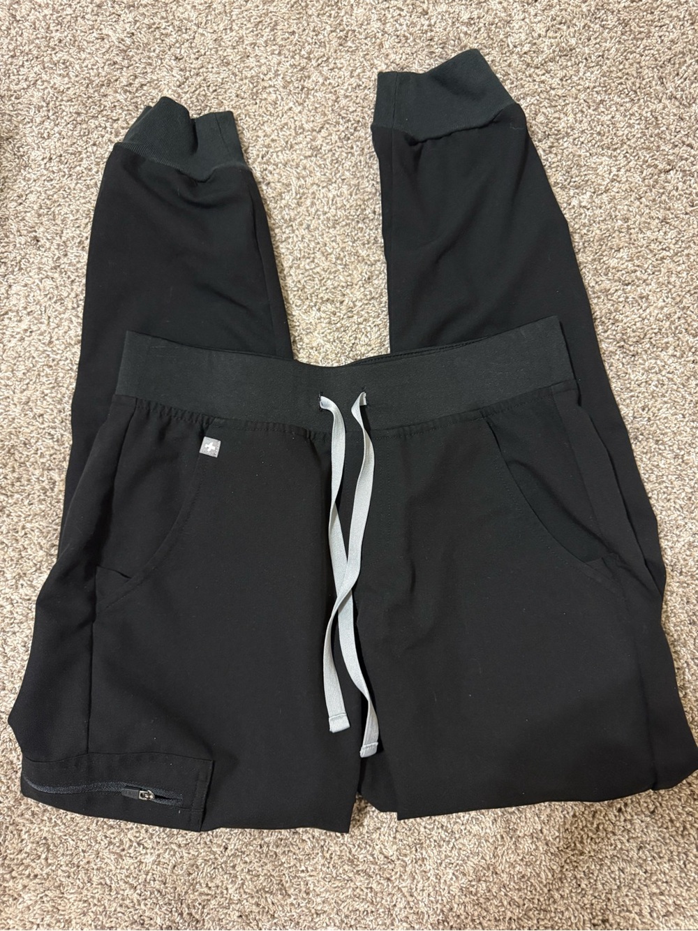 Figs Women’s Black Jogger Pants with Grey Drawstring